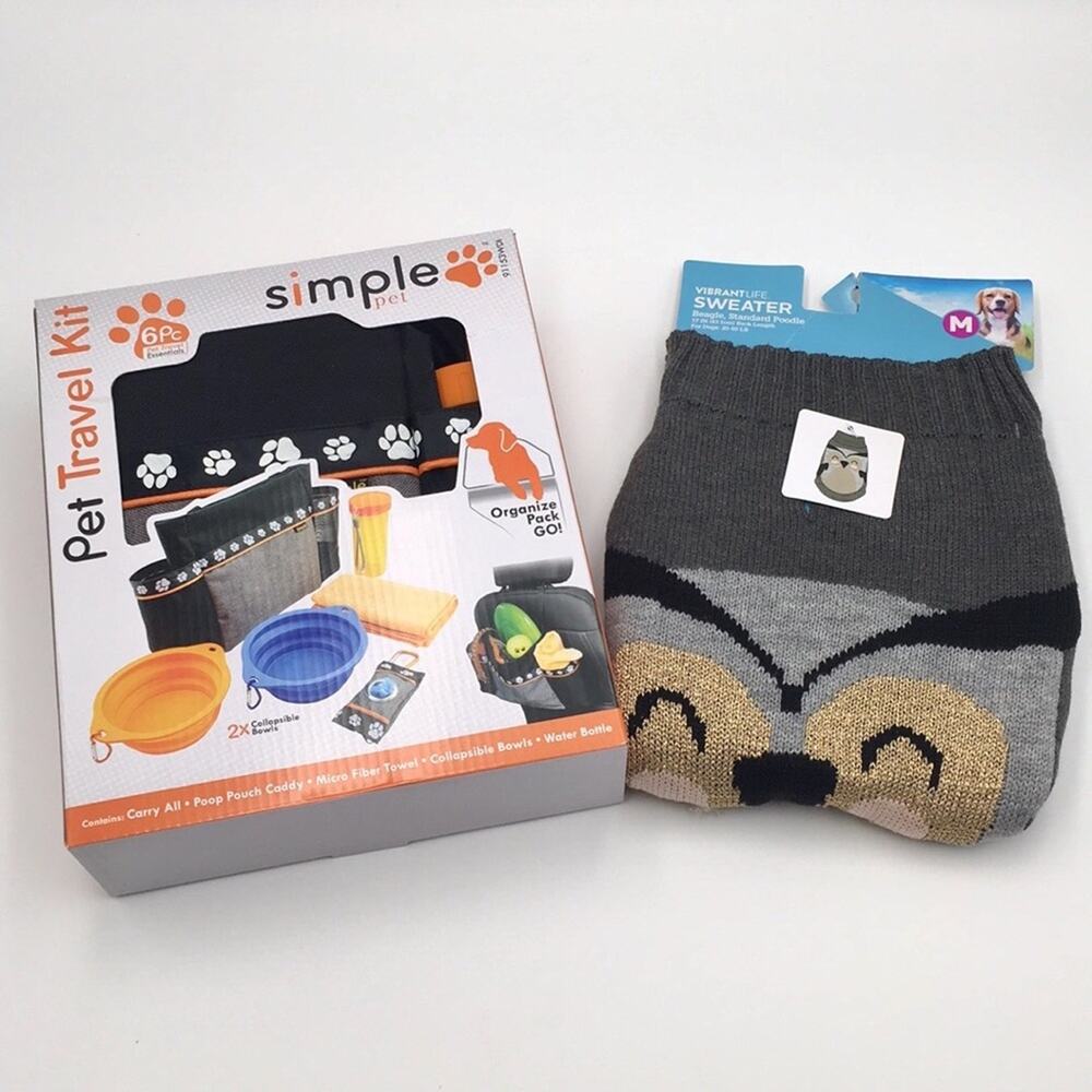 SIMPLE Pet travel kit 2 collapsible bowls pouches - Dogs